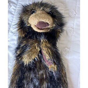 Folkmanis Plush Bear Puppet  Fluffy Brown & Black Fur Huggable Interactive Toy